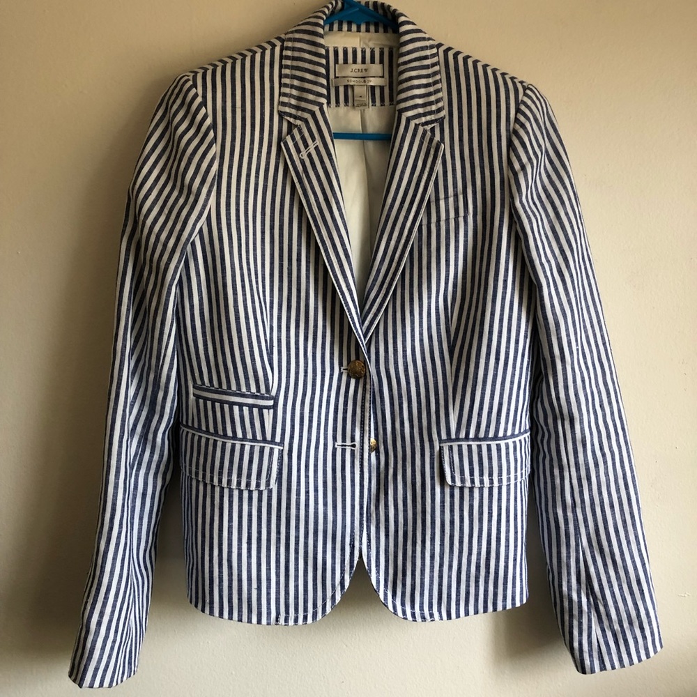 J. Crew Blue Striped Blazer